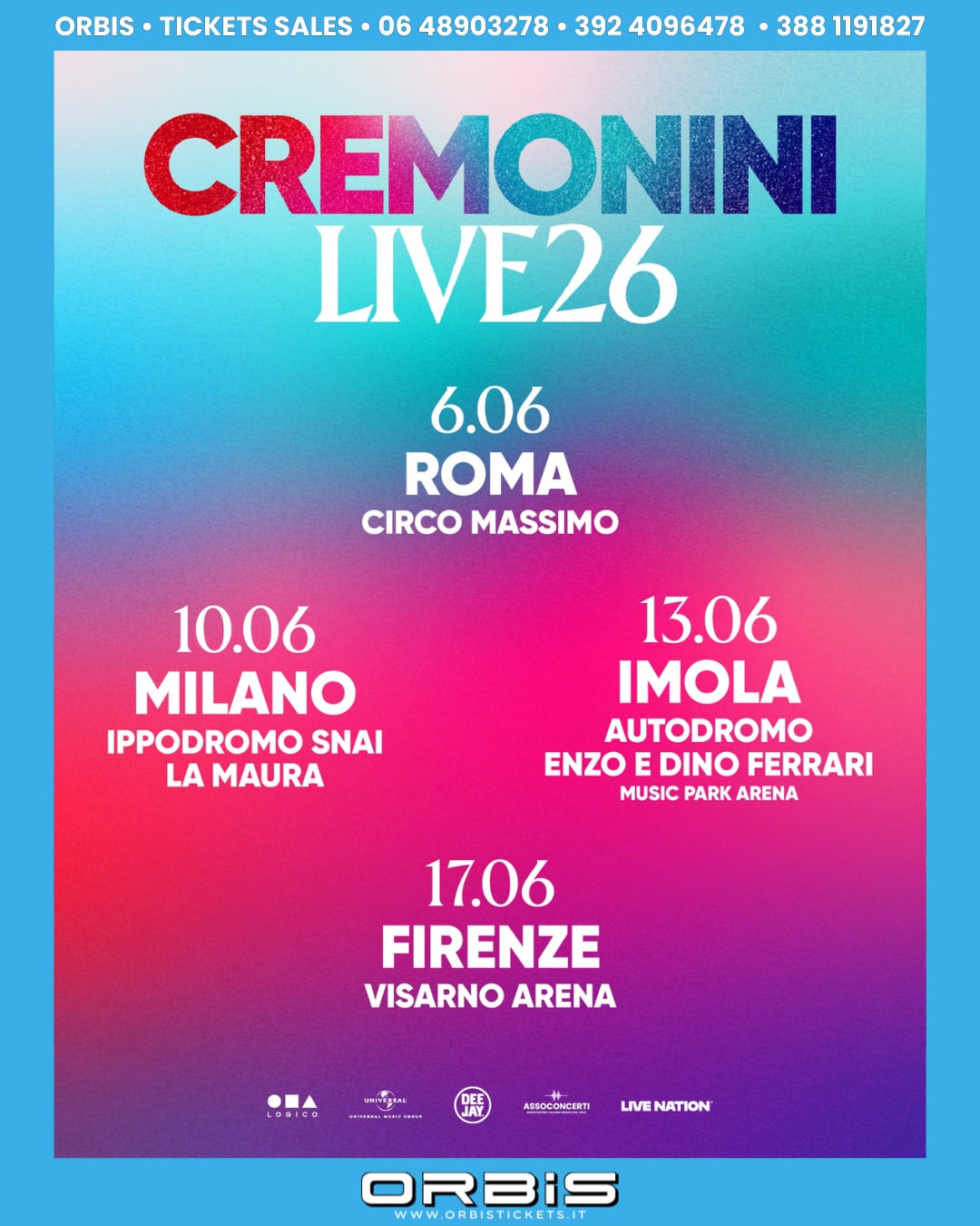 Biglietti Cremonini Live 26